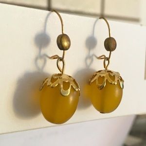 Vintage Earrings 💛 Amber Topaz Gold Bronze Tones 💛 Retro Costume Jewelry